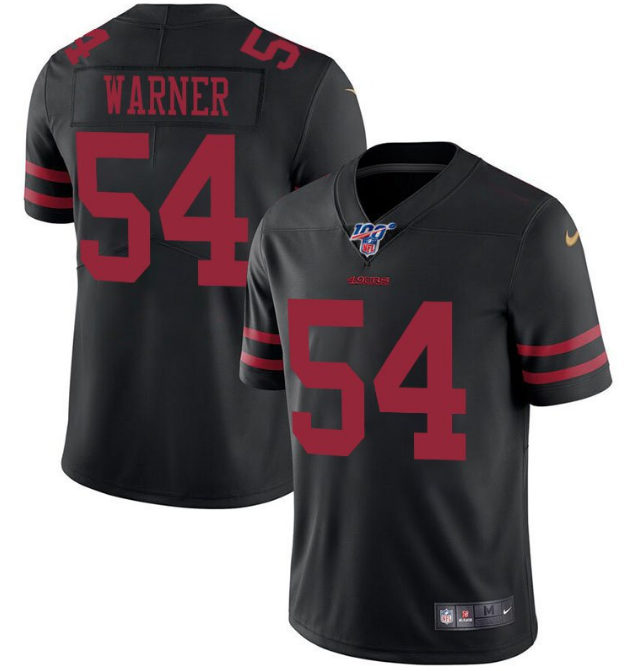 Men's San Francisco 49ers #54 Fred Warner Black 2019 100th Season Vapor Untouchable Limited Stitched NFL Jersey